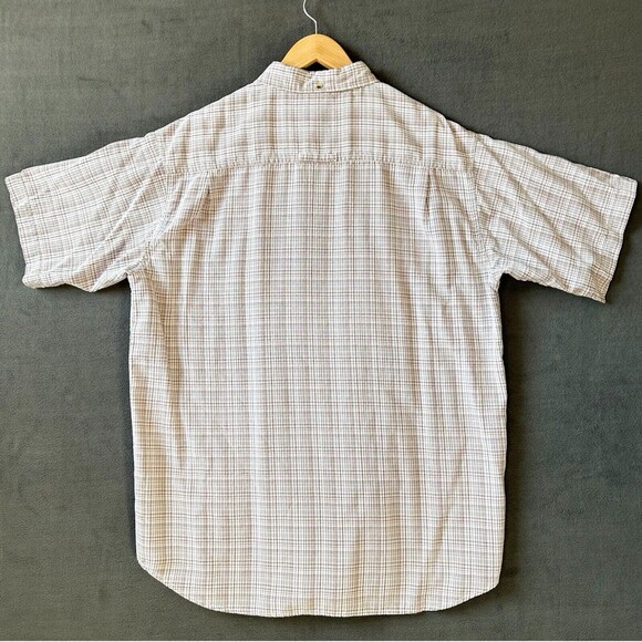 The North Face Plaid Button-Front Short Sleeve Camp Shirt White Brown - Men's XL - Picture 2 of 9